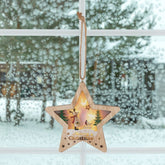 Figurina Stea pentru Geam sau Usa 6 Led-uri Temporizator lemn 17 cm